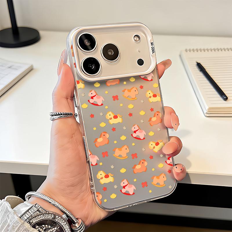 

Cute Pastel Cartoon Rocking Horse Matte Phone Case, Kawaii Aesthetic Shockproof Protective Cover for iPhone XIAOMI 17 Ultra різнокольоровий