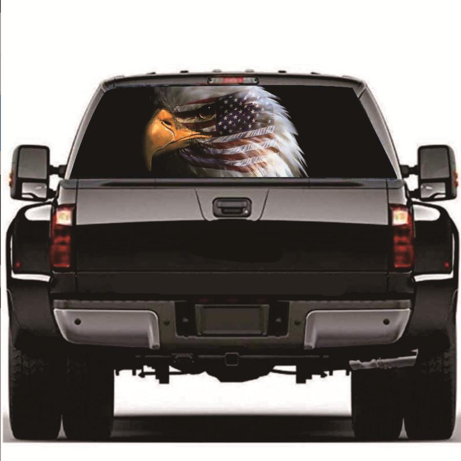 American Flag Eagle Graphic Tint Decal Rear Window Sticker For Truck Jeep SUV 3D