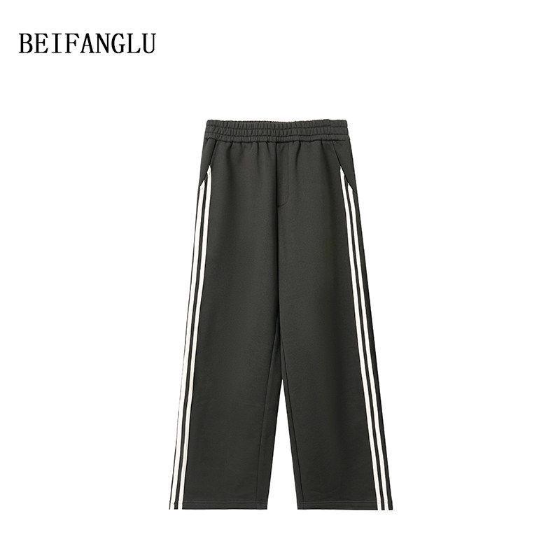 Northern Deer 2025 Autumn/Winter Women's Color Block Striped Casual Loose Straight-Leg Pants, Style 251259.
