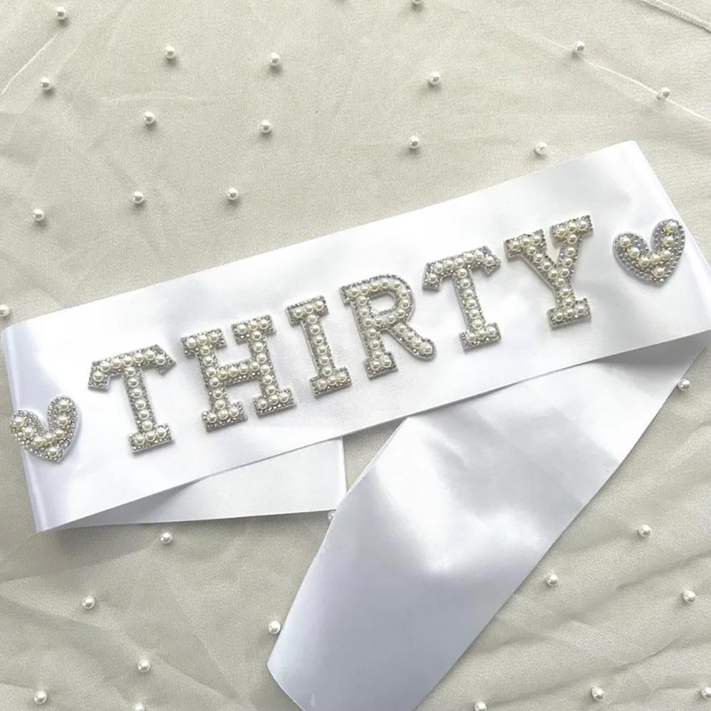 

Sparkle Pearl 30th Birthday Sash Birthday Party Sash Last Disco Theme Diamanté Sparkle Thirty Sash 30th Girl Birthday Decor 1pcs 9x150cm