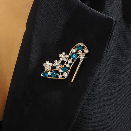 Women's Rhinestone High Heel Brooch - Alloy Corsage Lapel Pin For Dresses, Scarves, Bags, Fashion Accessory