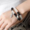 2Pieces Elegant Crystal Bead Bracelet Magnetic Clasp Handchain for Couples Adjustable Matching Wristbands Accessory