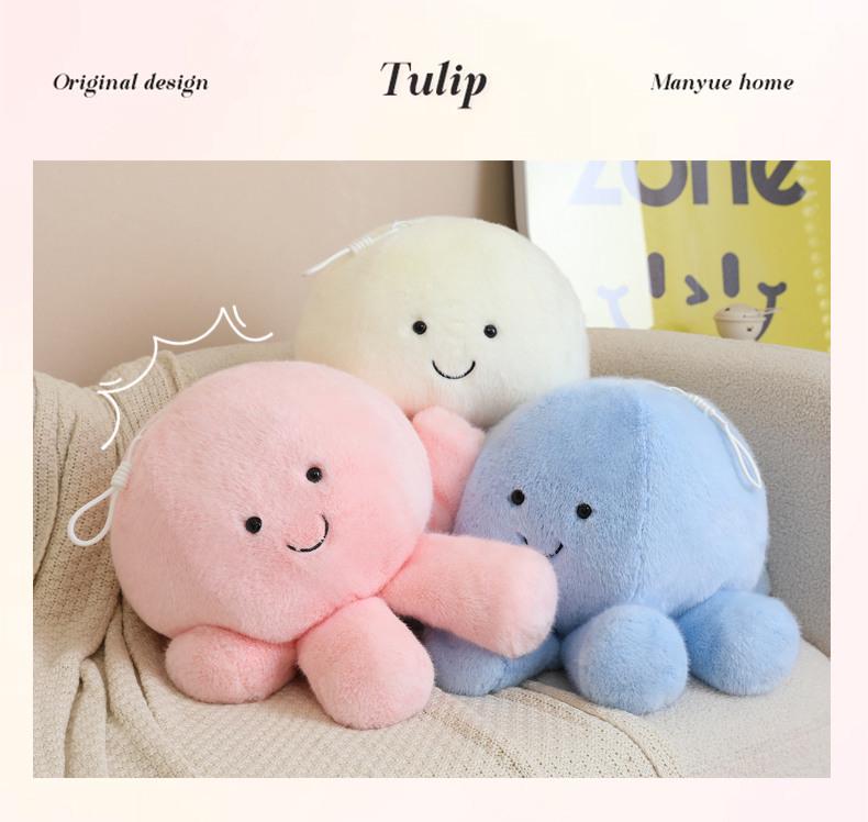 Rotating Octopus & Jellyfish Plush Doll Pillow - Cute Cartoon Stuffed Toy Gift for Girls