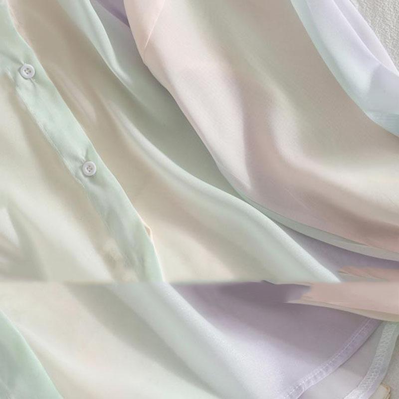 Chiffonhemd Schillerndes Button-up-Hemd Mittellanger dünner Mantel Damen Sonnenschutzhemden Damen Loses Hemd Koreanischer Trend Neue Produkte