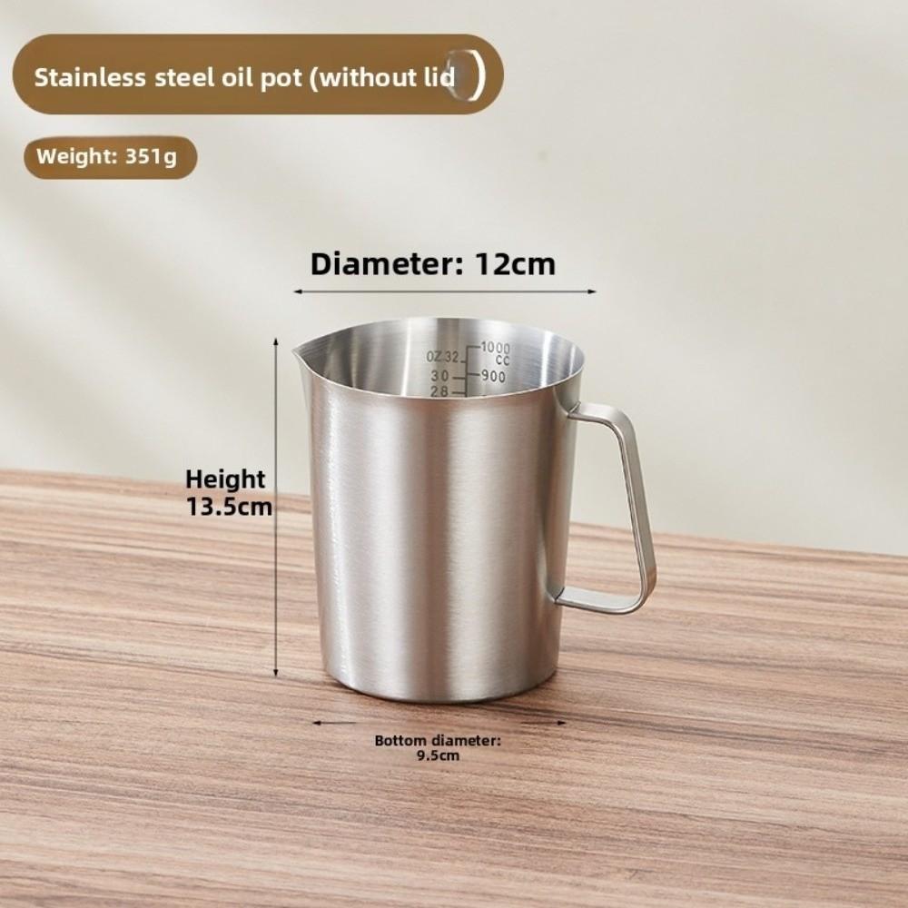 304 Stainless Steel Measuring Cups Inner Scale Design Thickened Liquid Latte Art Cup with Lid Large Capacity Laboratory Beaker