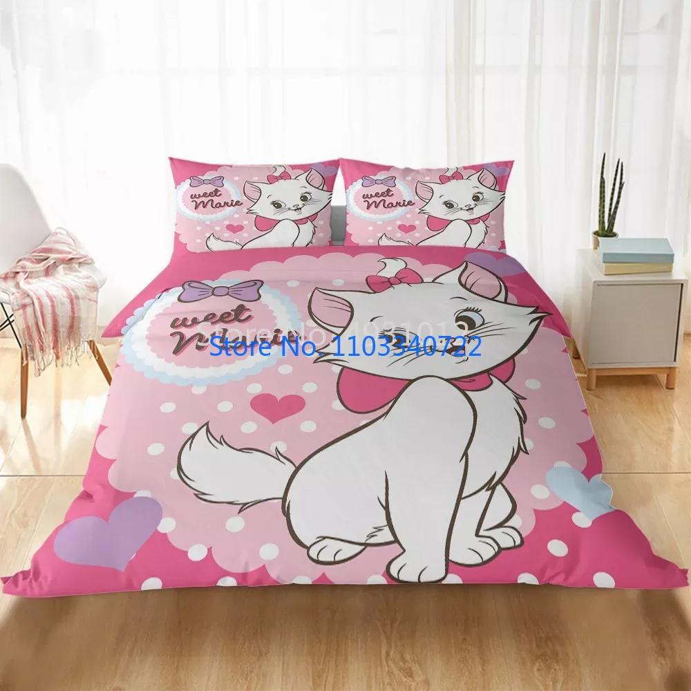 Cute Marie Cat Cartoon Bedding Sets Duvet Cover Set 3D Print Comforter Cover Bedclothes for Boy Girl Bedding Sets Bedroom Decor