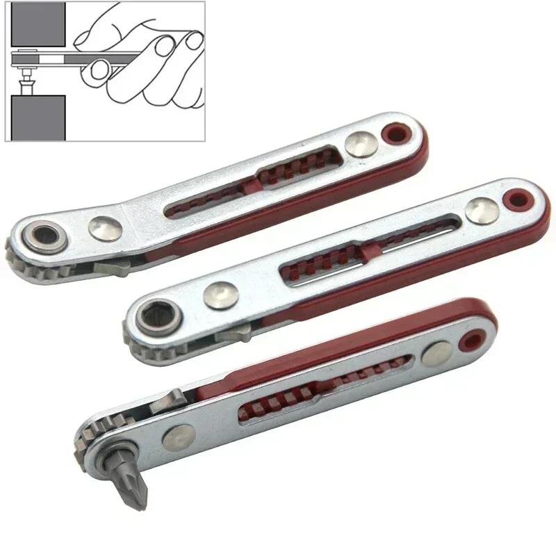 1-3pcs Mini Multi-function Two-way Ratchet Flat Head Elbow Flat Screwdriver Ratchet Wrench Cross-shaped Hexagonal Head Tools