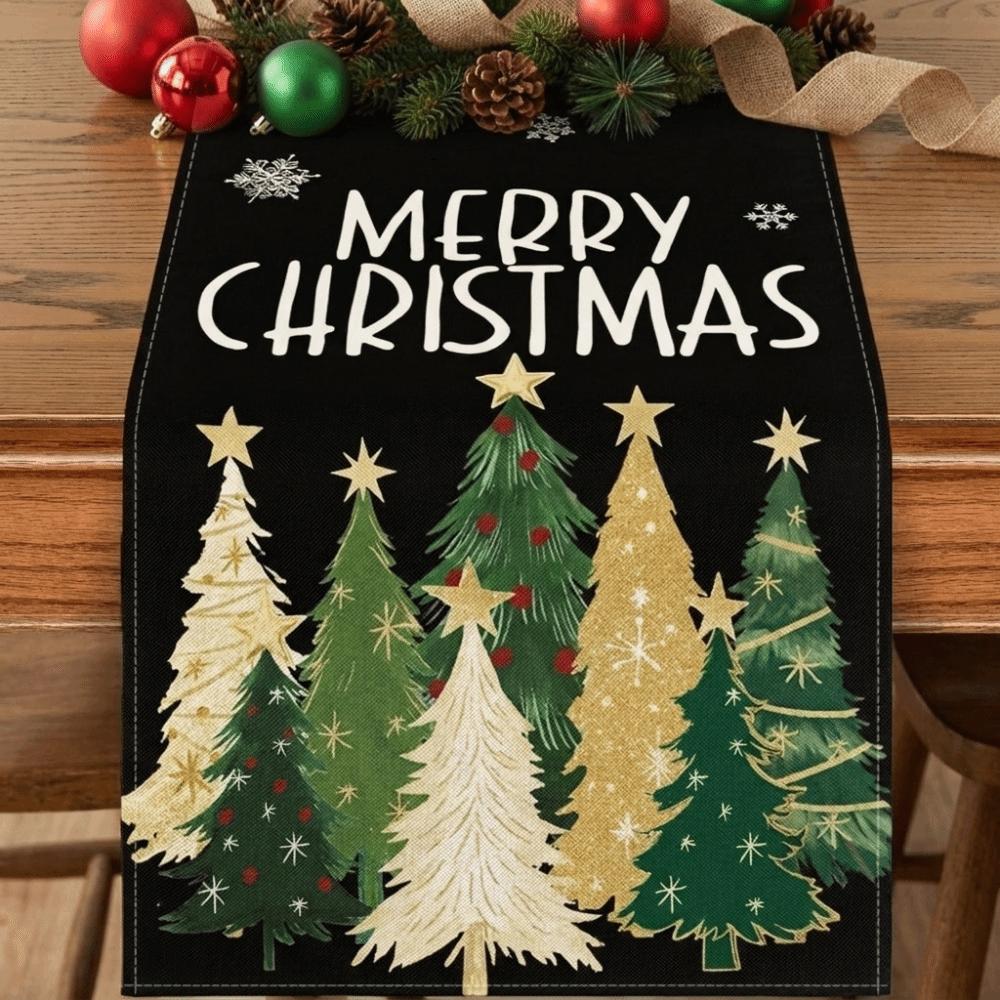 Snowflake Christmas Table Runner Desk Decor Xmas Tablecloth Christmas Table Flag Dining Table