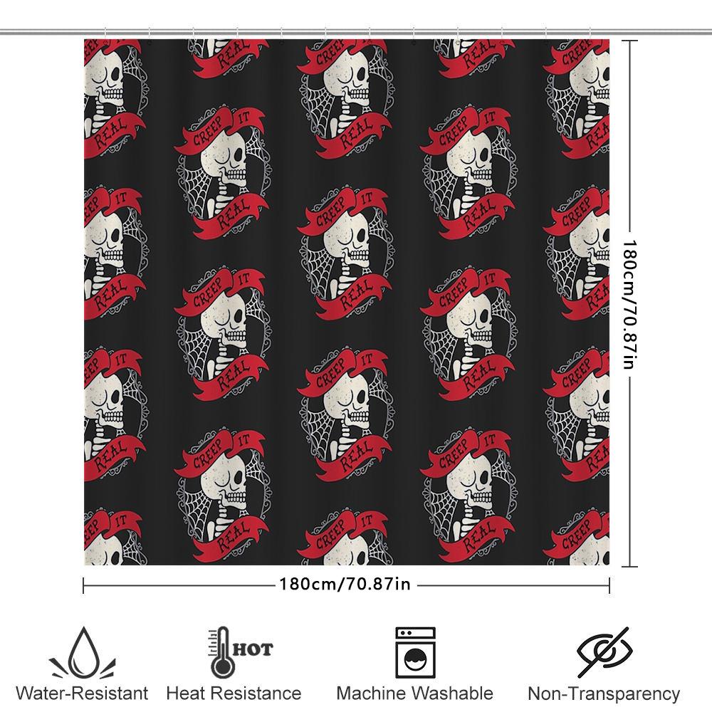 Spooky Halloween Shower Curtain Gothic Horror Bat Skull Tapestry Van Gogh Home Decor Bathroom Set Vintage Macabre Wall Hanging