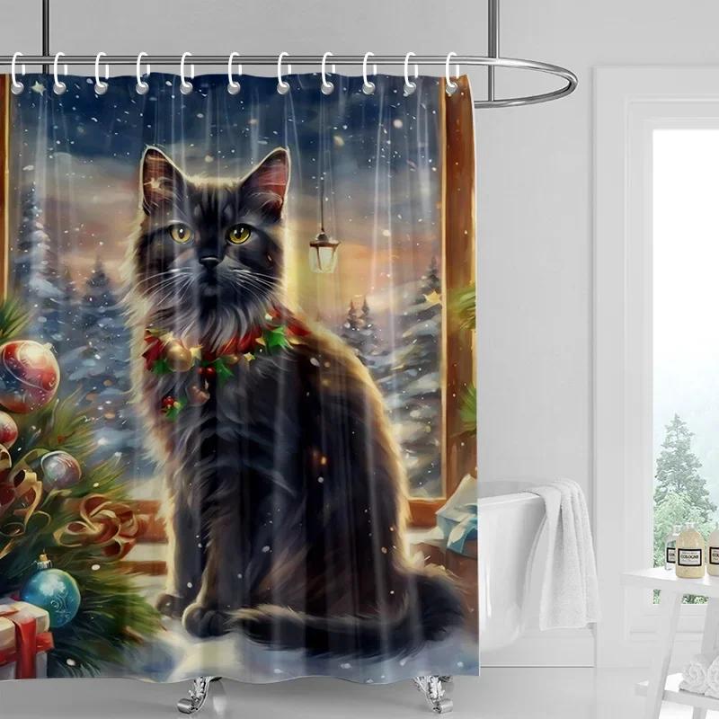 

Home Decoration Shower Curtains For Bathroom Waterproof Curtain Fabric Modern Nordic Style Living Room Merry Christmas Winter W60H190(CM)-1 Pcs
