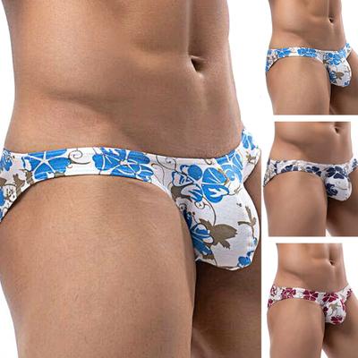 Men Underpants Breathable Washable Non-pilling High Elasticity Low Waist Daily Wear Ultra Soft Floral Print Male Panties Men Clothing