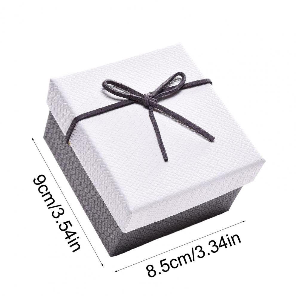 Rectangle Gift Box with Ribbon Bow Cushion Bridesmaid Wedding Birthday Present Wrapping Box with Lid Jewelry Packaging Box