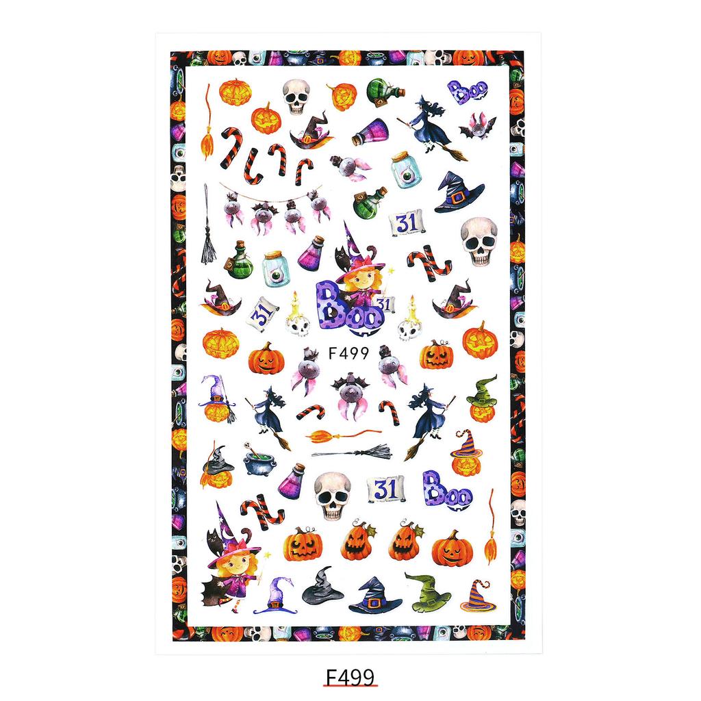 3D Adhesive Halloween Christmas Nail Stickers Decals Nail Art Decoration