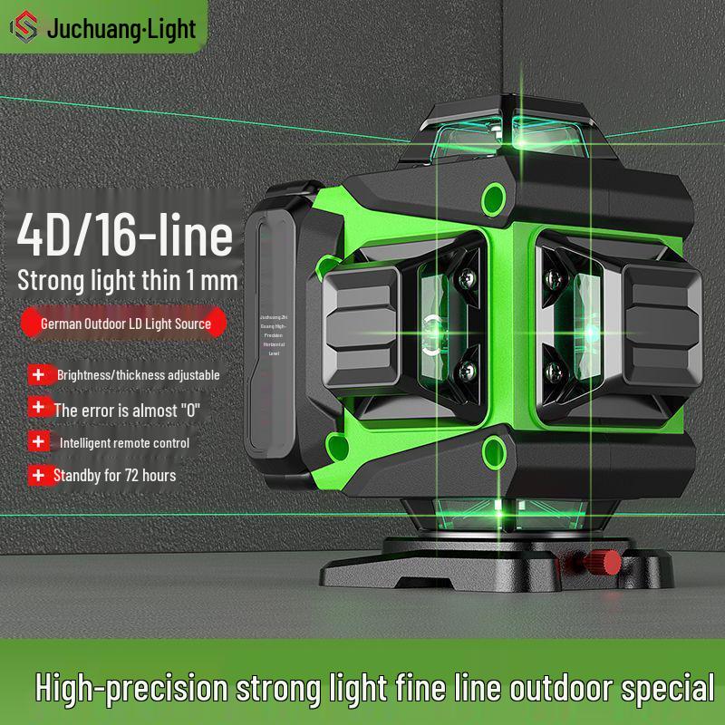 16-Line High-Precision Outdoor Green Laser Level with Strong Light and 12 Infrared Wall Stickers