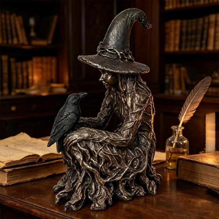 Entry Table Halloween Character Figurine Statue for Shelf Display, Indoor Seasonal Accent with Dark Theme Party Table Event Indoors