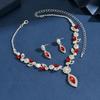 Rhombus Necklace Earrings Three-piece Set Fringed Luxury Rhinestone Jewelry  Wedding
