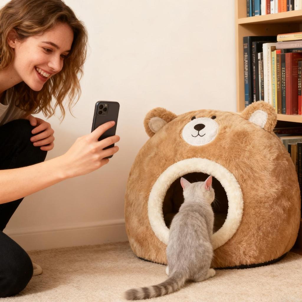 Cat Bed Cute Washable Comfortable Tent Kitten Bed Cave Indoor Pet House For Kitten Puppy Indoor Outdoor Cold Weather Home