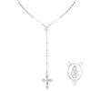 Stainless Steel Prayer Beads Rosary Necklace with Cross Pendant, Y-Shaped Long Chain Virgin Mary Necklace, Religious Jewelry