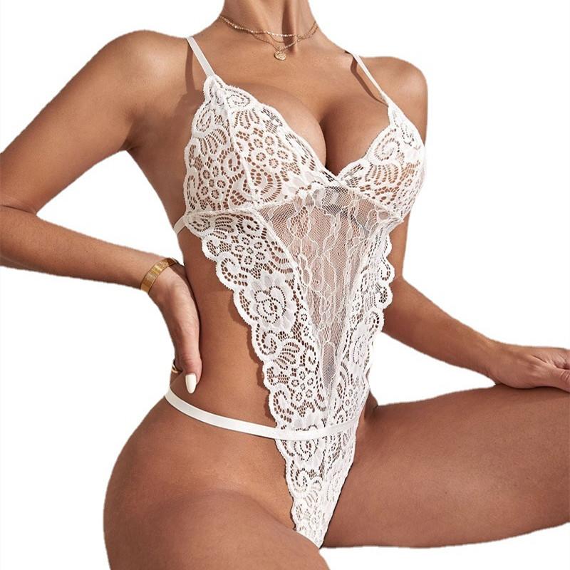 Sexy Lace Bud Sling Dámské Body Spodní prádlo Pásek Květinové Zapínání Erotické Spodní prádlo Rozkrok Tvarování těla Šetrné k pokožce