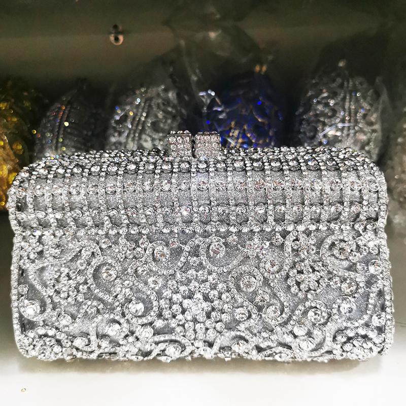 WHTUOHENG Borse di Cristallo Borsa da Sera da Donna Champagne/Argento/Oro Donna Festa Minaudiere Borse da Ballo Matrimonio Strass