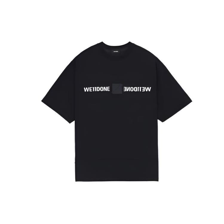 WE11DONE T-Shirts Unisex Black Crew Neck Moderate WD-TT3-21-565-U-BK