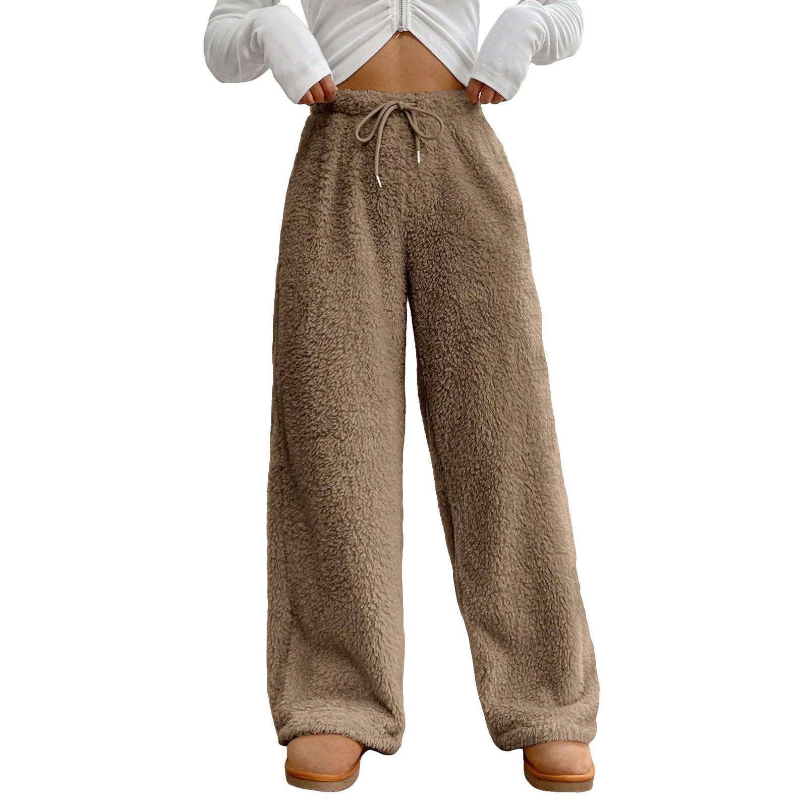 

Женские эластичные брюки с высокой талией, повседневные активные брюки с широкими штанинами и длинными брюками, брюки с карманами XS