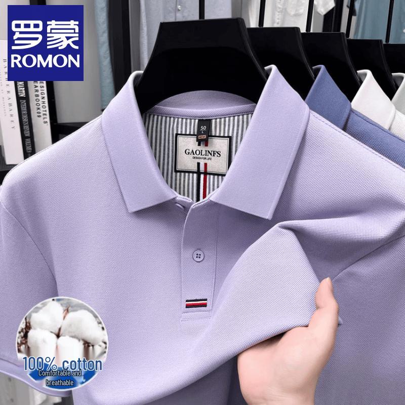 Romon Men s Short Sleeve Mercerized Cotton Polo Shirt 3XL