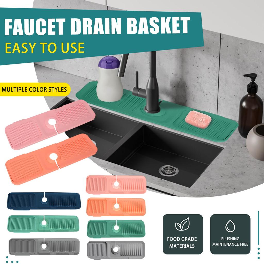 Sink Anti-slip Storage Mat Faucet Anti-splash  Pad Anti-slip Countertop Mat Cup Anti-slip Storage