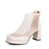 Fashion waterproof table hollow single shoes women's mesh sandals spring and summer new thick heel high heels with skirt foreign style cool boots