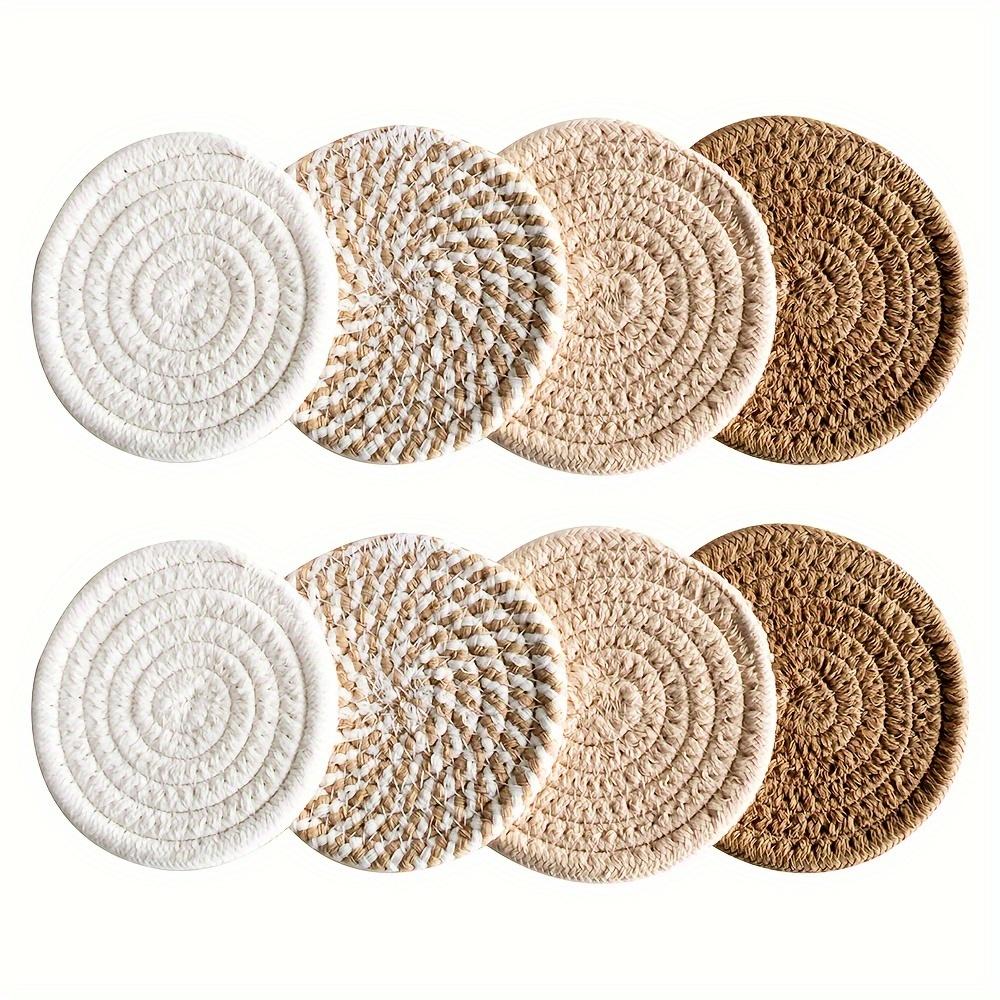 8pcs Absorbent Coasters Set, Minimalist Drink Mats for Coffee Table Home Decor, Bar Housewarming Gift, Brown Series, Polyester Blend 100%,