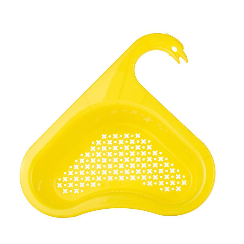 Корзина для слива Swan Кухонная для мытья овощей Многофункциональная Треугольная пластиковая полка-фильтр для бассейна Корзина для слива раковины Дуршлаг жёлтый