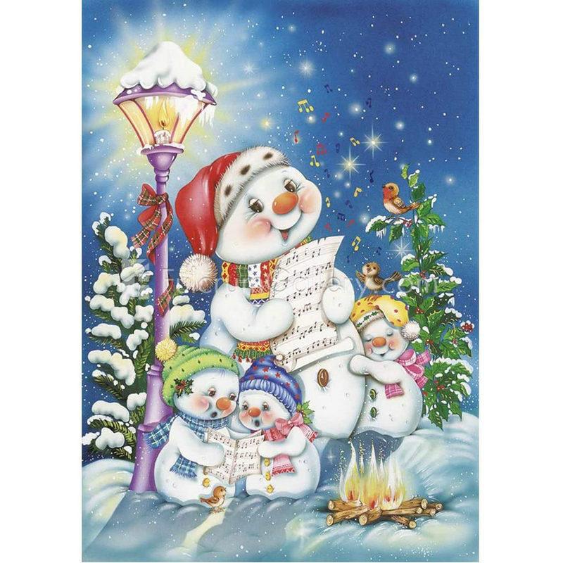 New 5D Diamond Painted Full Diamond Interior Decoration Snowman Santa Diy Painted Round Diamond Handmade