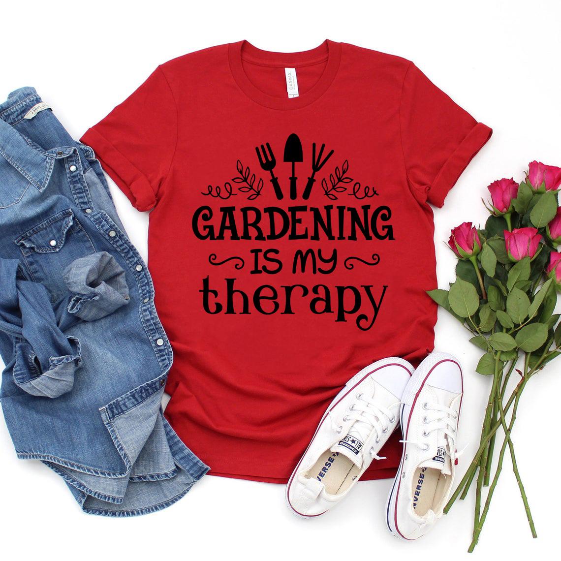 Gardening Is My Therapy T Shirt Funny Gardening TShirt Plant Lover Shirts Women Graphic T Shirts Unisex Short Sleeve Tees Top S