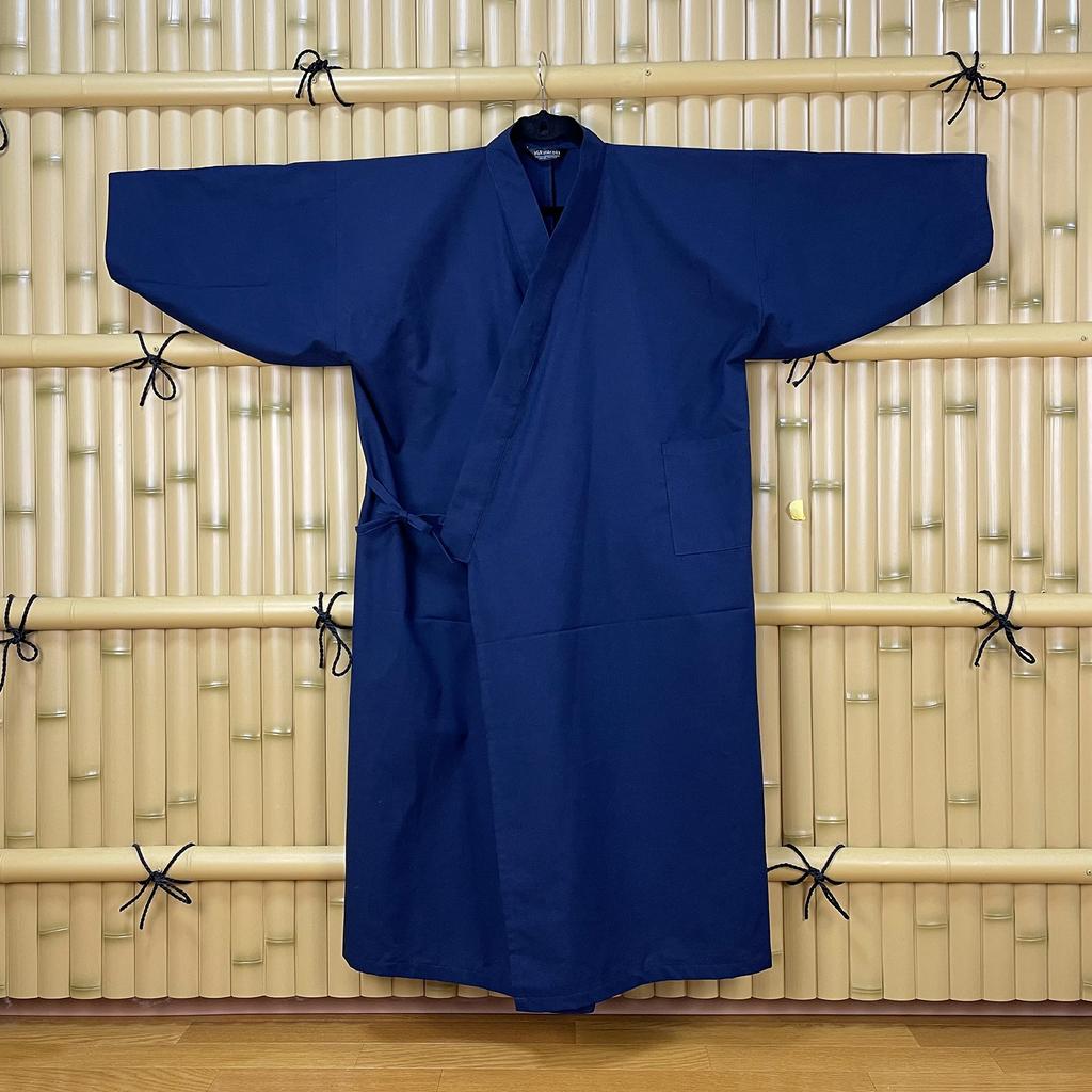 [momoten] [Amazon Exclusive Brand] Original Mizuyagi Kimono (Workwear, Samue, Haori, Bathrobe, Apron) Navy, 120cm Long