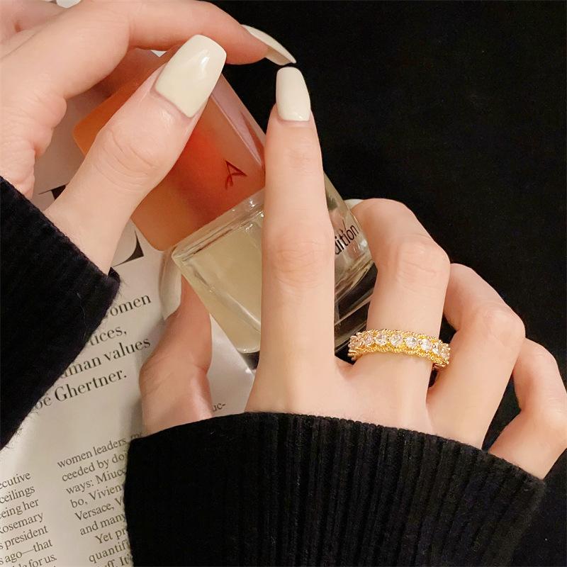 French Medieval Personality Retro Brushed Vintage Pearl Open Ring Light Luxury High Sense Niche Ring Woman
