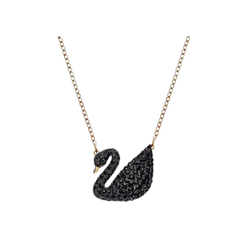 Swarovski Swan black swan rose gold plated (large) necklace women s black 5204134