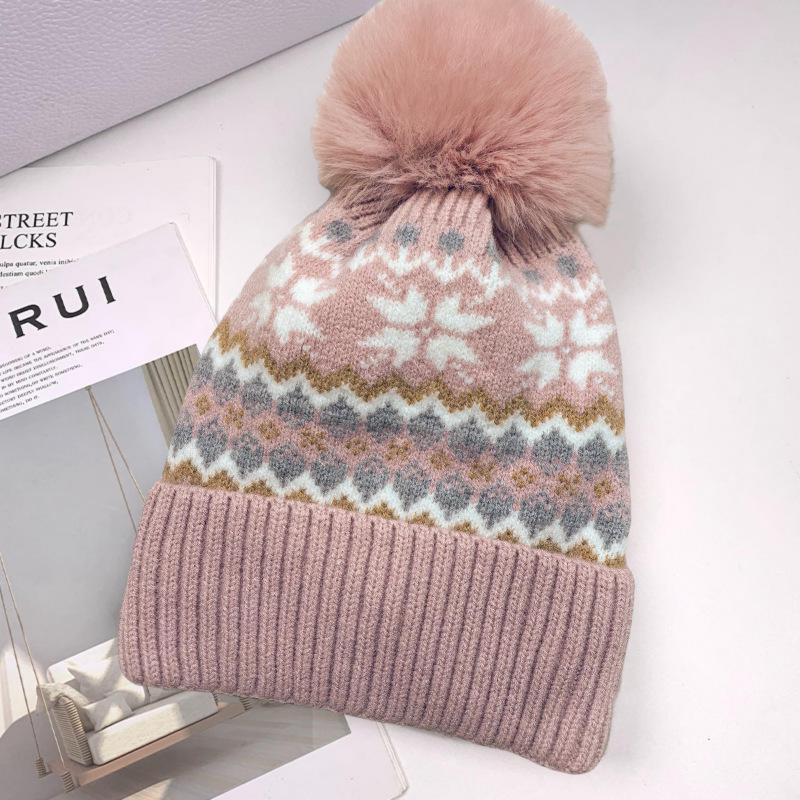 Cross-Border Knitted Christmas Hat for Adults - Warm, Fashionable with Bell Pom Pom