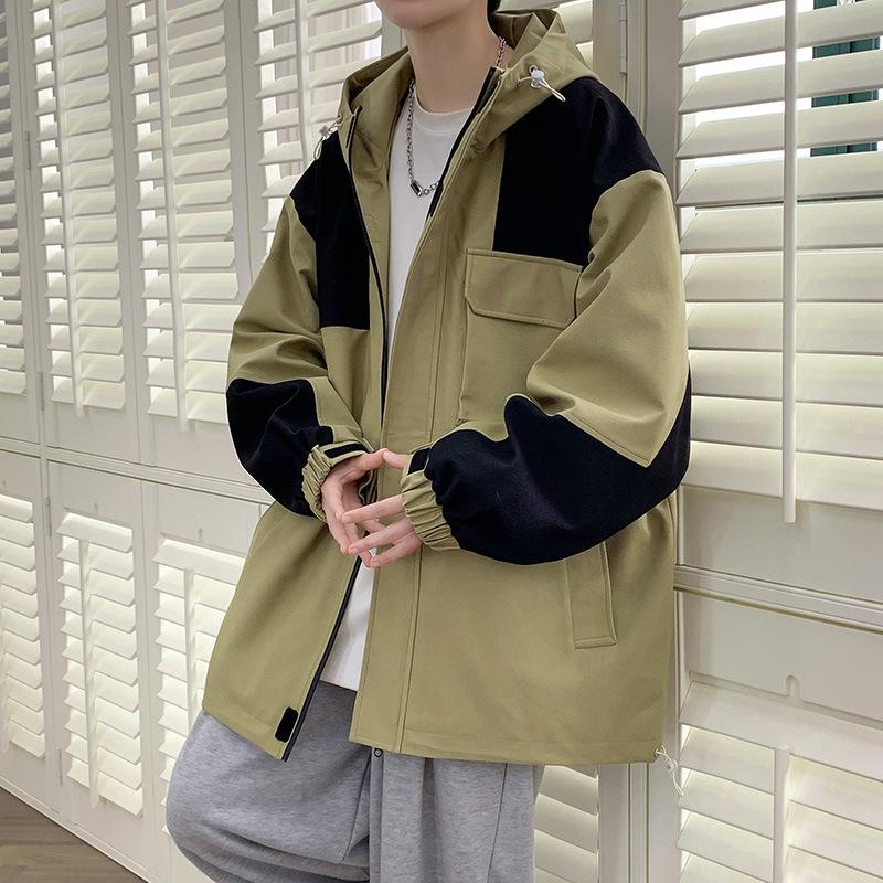 

Осенний тренд в стиле Гонконга, свободная красивая повседневная куртка, мужская водонепроницаемая верхняя часть, мужская куртка на весну и осень XXXXL