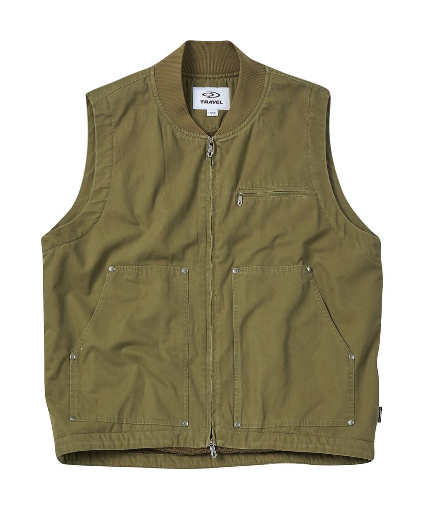 Travel Washed Pocket Vest Khaki