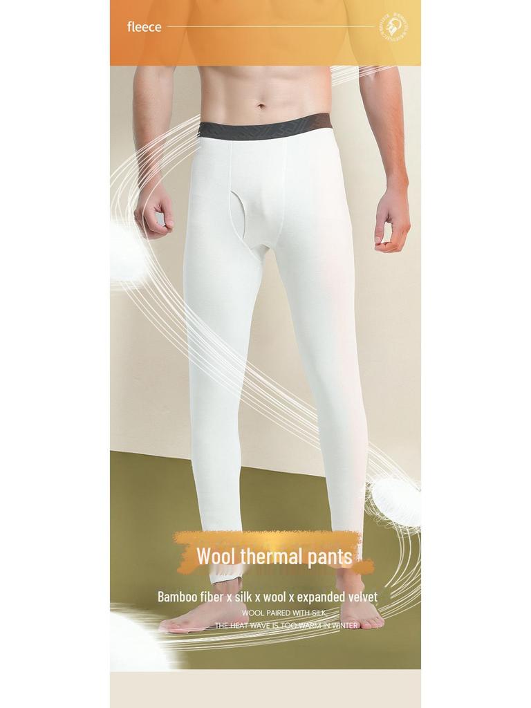 Ultra-Soft & Warm Men's Silk Wool Velvet Seamless Leggings for Autumn & Winter