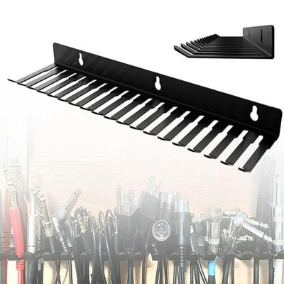 Suporte de Cabo Montável na Parede 14/19 Ranhuras Suporte de Cabo de Metal Preto Organizador de Rack de Cabos Largura de 5,5 a 9,5mm para Gerenciamento de Cabos Armazenamento de Estúdio