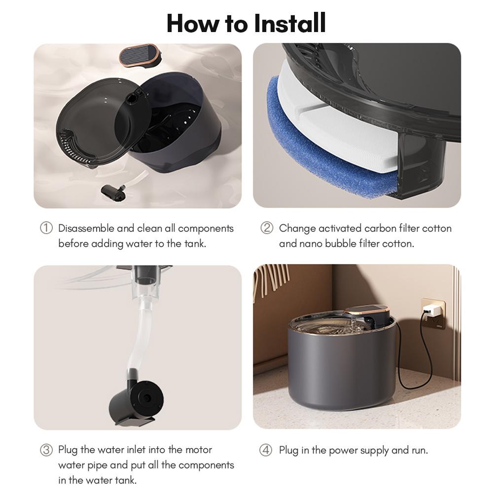 Intelligent Electric Automatic Pet Water Fountain Low Noise Water Dispenser with 3LCelsius 101OZ Large Capacity for Cats Little Dogs
