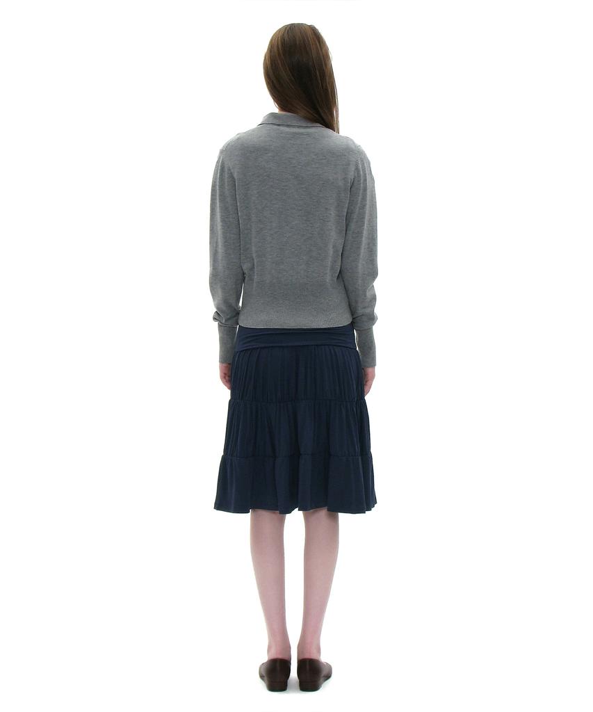 Partimento Woman Pwc Jersey Shirred Tiered Midi Skirt_Navy
