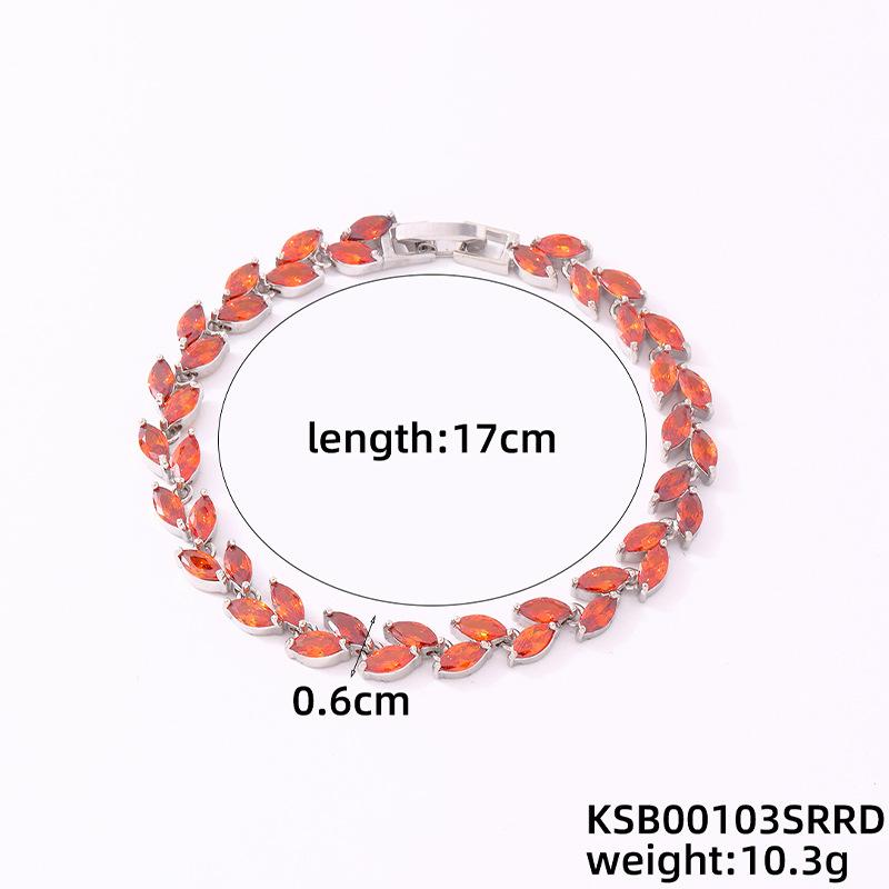 Colorful Crystal Willow Leaf Bracelet Women'S Niche Design Bracelet Bracelet Jewelry Zircon