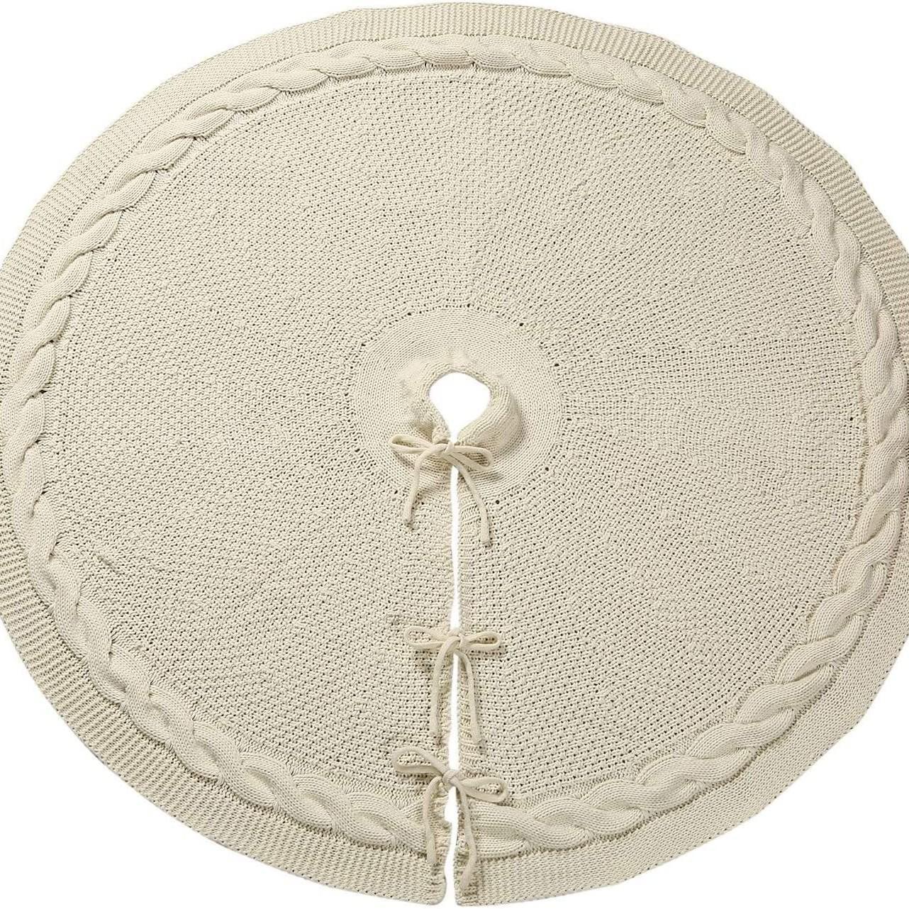 

Красная и белая вязаная юбка для рождественской елки Diameter 62CM/24 Inches