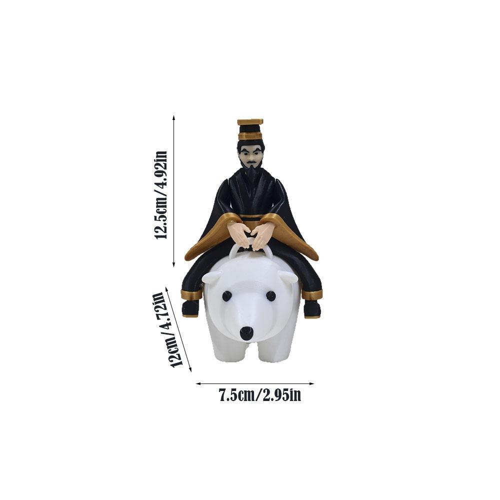 

PLA Qin Shi Huang Riding Bear Ornament Desktop Ornament for Living Room Balcony Bookshelf Decor L