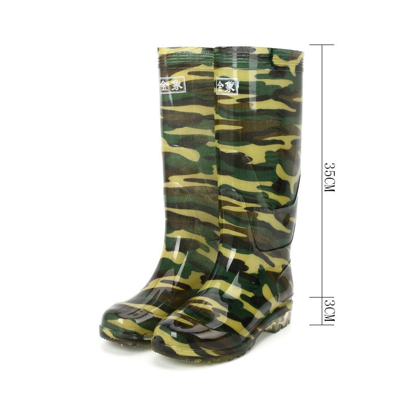 Water Shoes High Tube Camouflage Long Tube Rain Shoes Anti-men Rain Boots Velvet Water Boots Oil Rubber Shoes