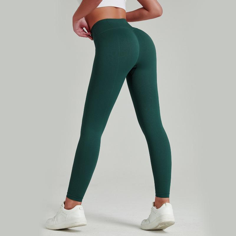 

Бесшовные брюки для йоги с высокой талией, жаккардовые в горошек, для спорта, бега, быстросохнущие, с эффектом подтяжки ягодиц, дышащие, фитнес-брюки L темно-зеленого