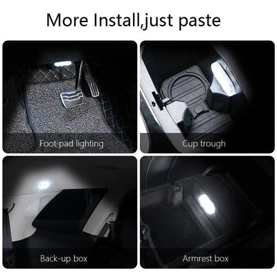 1/2/4PC Mini Car LED Light USB Charging Interior Lighting Lamp for Armrest Box Switch Touch Magnetic Reading Lamp Foot Light