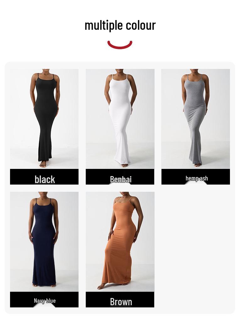 European & American Summer Slim Modal Ribbed Camisole Dress: Women's Socialite Style